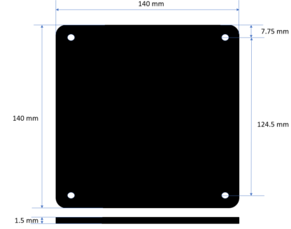 140mm PC fan hole cover measurements